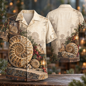 Christmas Ammonite Fossil Collector Lantern Hawaiian Shirt