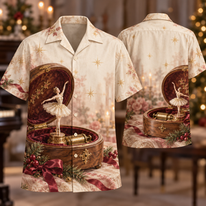 Christmas Ballerina Walnut Music Box Hawaiian Shirt
