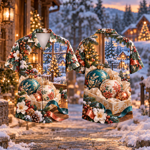 Christmas Bauble Keepsake Box Print Peacock Copper Hawaiian Shirt