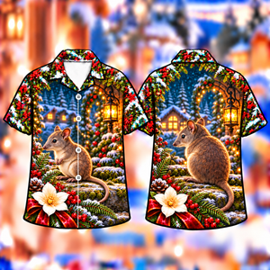 Christmas Bettong Lantern Fern Path Print Hawaiian Shirt