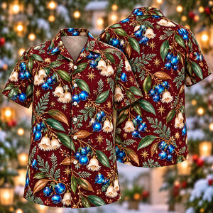 Christmas Blue Marble Fruit Wine Aloha Hawaiian Shirt