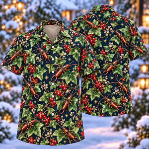 Christmas Copper Earwig Ivy Navy Aloha Hawaiian Shirt