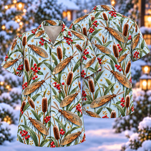 Christmas Copper Fishfly Reedmace Aloha Hawaiian Shirt