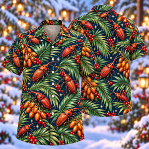 Christmas Copper Red Palm Weevil Date Palm Aloha Hawaiian Shirt