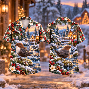 Christmas Dipper Streamside Lantern Print Hawaiian Shirt