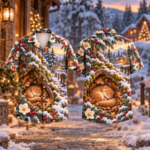 Christmas Dormouse Winter Nest Honey Moss Hawaiian Shirt