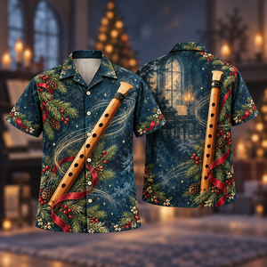 Christmas Duduk Apricot Midnight Petrol Hawaiian Shirt