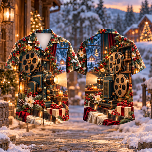 Christmas Film Projector Memory Night Print Hawaiian Shirt