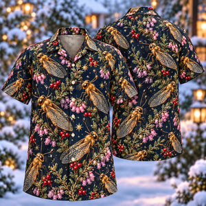 Christmas Golden Owlfly Heather Aloha Hawaiian Shirt