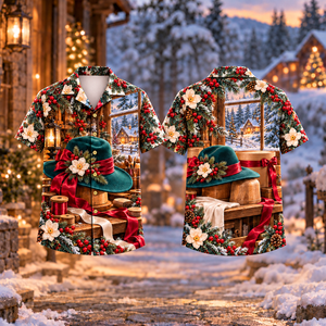 Christmas Milliner Winter Ribbon Print Hawaiian Shirt