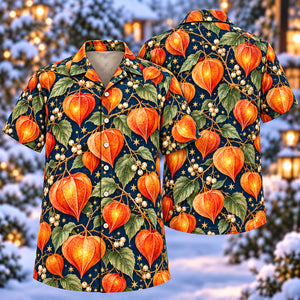 Christmas Orange Physalis Sapphire Aloha Hawaiian Shirt
