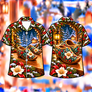 Christmas Painted Clog Keepsake Print Hawaiian Shirt