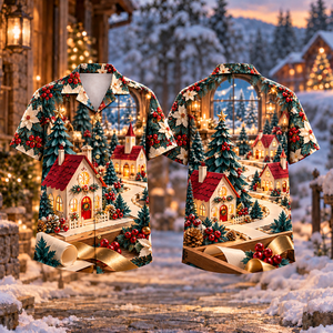Christmas Paper Village Keepsake Print Hawaiian Shirt