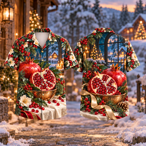 Christmas Pomegranate Welcome Table Print Hawaiian Shirt