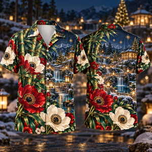 Christmas Ruby Anemone Ivory Star Emerald Bamboo Sapphire Snowy Lantern Stair Garden Hawaiian Shirt