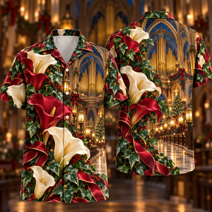 Christmas Ruby Calla Ivory Ribbon Emerald Ivy Sapphire Organ Hall Hawaiian Shirt