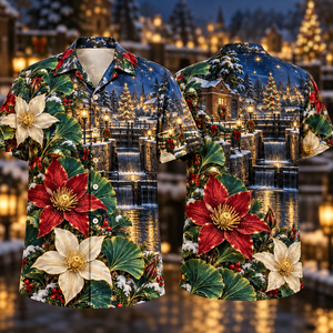 Christmas Ruby Clematis Ivory Star Emerald Ginkgo Sapphire Snowy Canal Lock Hawaiian Shirt