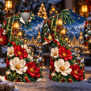 Christmas Ruby Cosmos Ivory Star Emerald Bamboo Sapphire Snowy Lantern Clock Bridge Hawaiian Shirt