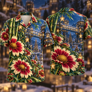 Christmas Ruby Gaillardia Ivory Star Emerald Bamboo Sapphire Skybridge Garden Hawaiian Shirt