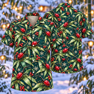 Christmas Ruby Giraffe Weevil Bamboo Aloha Hawaiian Shirt