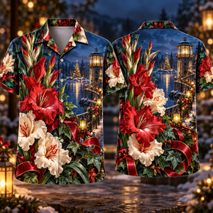Christmas Ruby Gladiolus Ivory Ribbon Emerald Ivy Sapphire Lantern Lake Tower Hawaiian Shirt