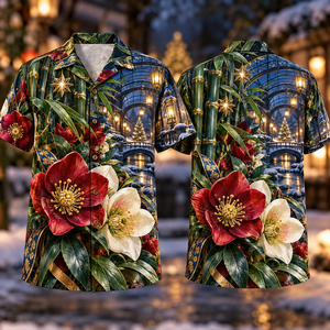 Christmas Ruby Hellebore Ivory Star Emerald Bamboo Sapphire Snowy Lantern Bridge Gallery Hawaiian Shirt