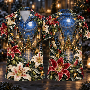 Christmas Ruby Lily Ivory Star Emerald Olive Sapphire Lantern Snowy Moon Glasshouse Hawaiian Shirt