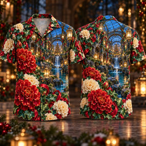 Christmas Ruby Marigold Ivory Ribbon Emerald Ivy Sapphire Lantern Grotto Glasshouse Hawaiian Shirt