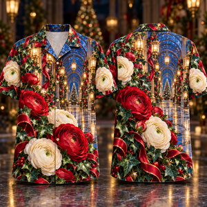 Christmas Ruby Ranunculus Ivory Ribbon Emerald Ivy Sapphire Lantern Crystal Arcade Hawaiian Shirt