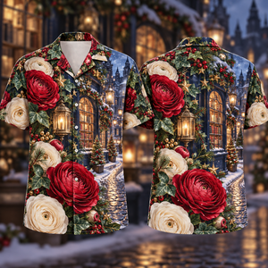Christmas Ruby Ranunculus Ivory Star Emerald Ivy Sapphire Lantern Bookshop Hawaiian Shirt
