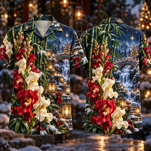 Christmas Ruby Snapdragon Ivory Star Emerald Bamboo Sapphire Snowy Lantern Waterfall Bridge Hawaiian Shirt