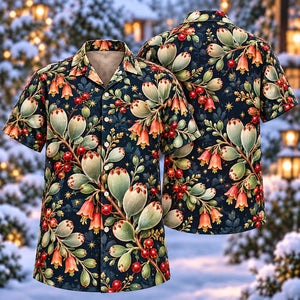 Christmas Sage Bear Paw Ladybird Navy Aloha Hawaiian Shirt