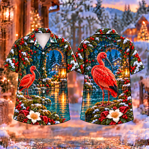 Christmas Scarlet Ibis Lantern Lagoon Print Hawaiian Shirt