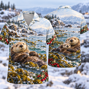 Christmas Sea Otter Kelp Winter Coast Hawaiian Shirt