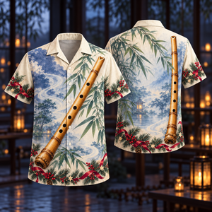Christmas Shakuhachi Honey Blue Mist Hawaiian Shirt