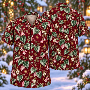 Christmas Silver Heart Vine Wine Aloha Hawaiian Shirt
