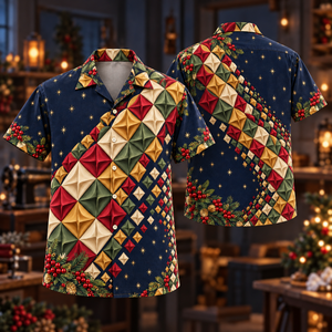 Christmas Smocking Garnet Sage Diamond Hawaiian Shirt