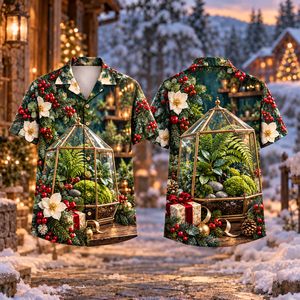 Christmas Tiny Garden Terrarium Print Hawaiian Shirt
