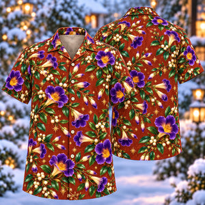 Christmas Violet Kings Mantle Copper Aloha Hawaiian Shirt