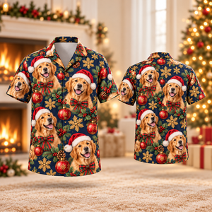 Christmas Golden Retrievers Hawaiian Shirt