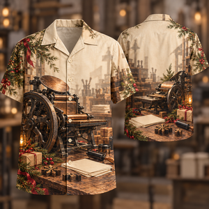Christmas Antique Letterpress Printmaker Hawaiian Shirt