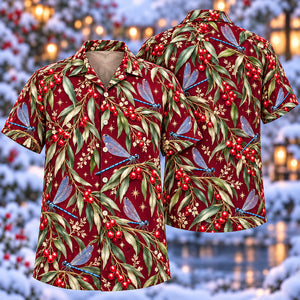 Christmas Azure Damselfly Willow Wine Aloha Hawaiian Shirt