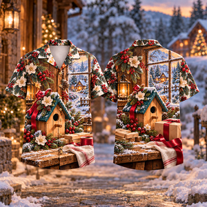 Christmas Birdhouse Garden Gift Print Hawaiian Shirt