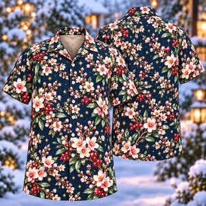 Christmas Blush Thryptomene Indigo Aloha Hawaiian Shirt