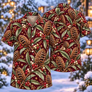 Christmas Bronze Banksia Seedpod Wine Aloha Hawaiian Shirt