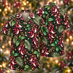 Christmas Burgundy Claw Vine Forest Aloha Hawaiian Shirt