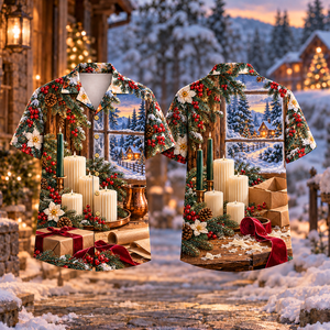 Christmas Candlemaker Winter Lights Print Hawaiian Shirt