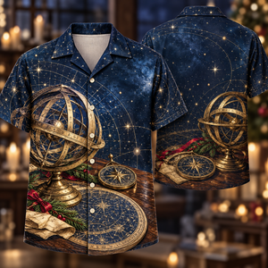 Christmas Celestial Armillary Compass Sapphire Hawaiian Shirt