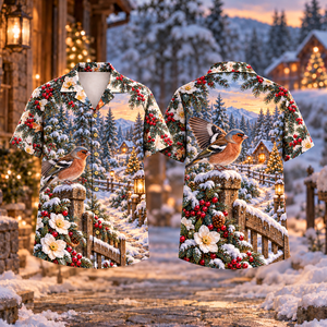 Christmas Chaffinch Gate Arrival Rose Slate Hawaiian Shirt