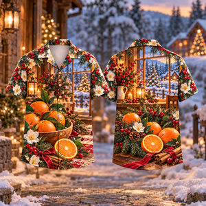Christmas Citrus Kitchen Orange Cinnamon Print Hawaiian Shirt
